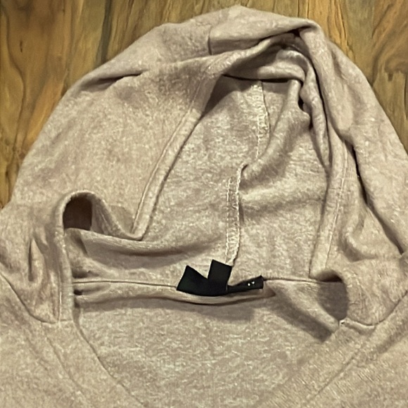 🌻 BOBEAU LIGHTWEIGHT LONG SLEEVE HOODIE V NECK AND TAUPE NUBBY FABRIC SIZE:S - Picture 4 of 12